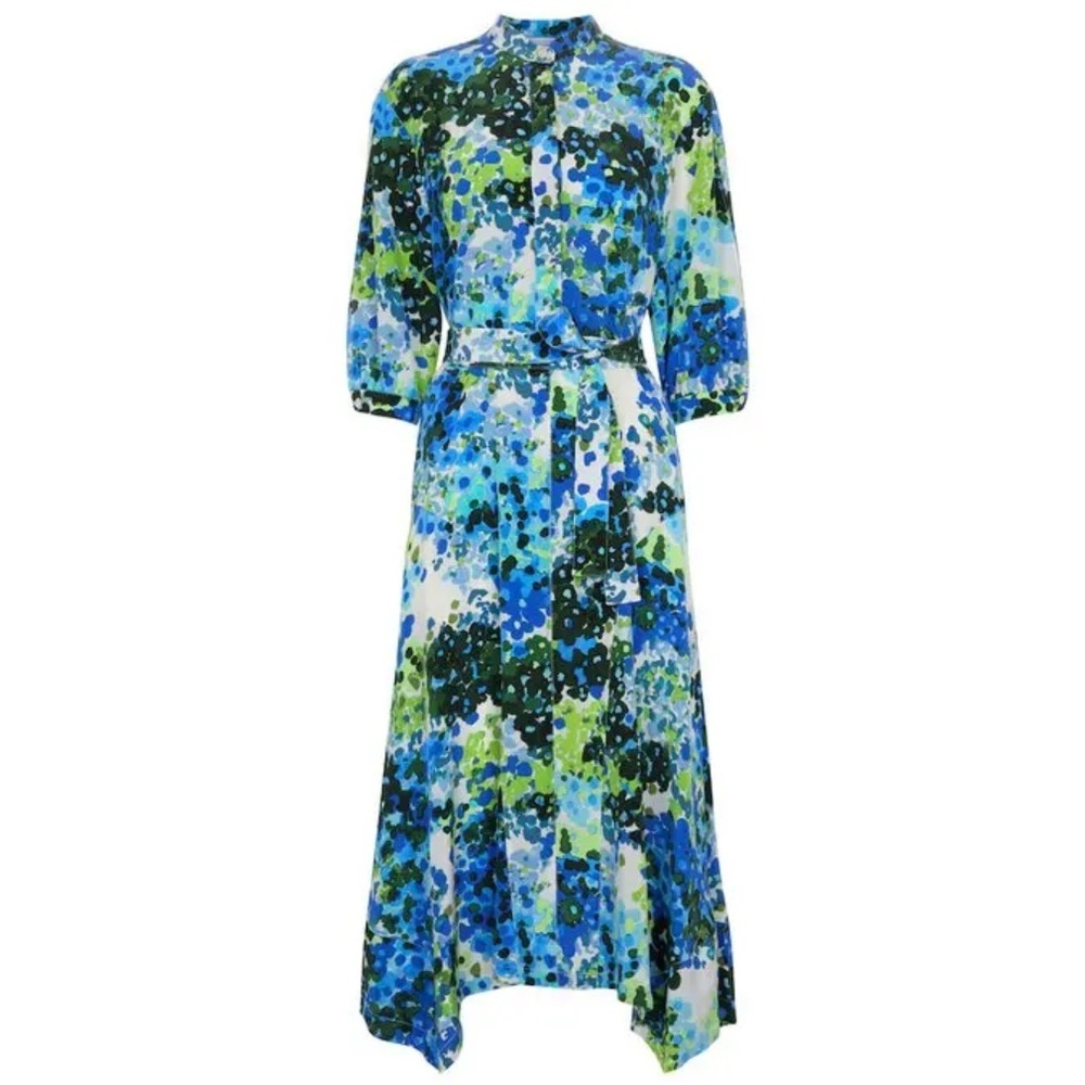 STELLA MCCARTNEY Olivia Floral Silk Shirt Midi Dress Blue - Picture 3 of 16